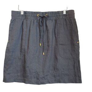 Company Ellen Tracy Skort Skirt Gray 100% Linen Pull On Casual Womens Small